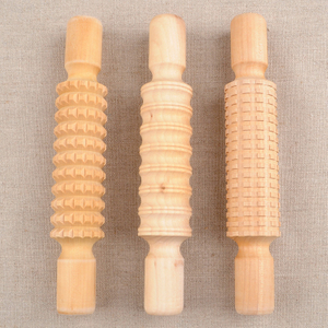 3pcs Clay Molds and Texture Tools Wooden Pattern PIn Set