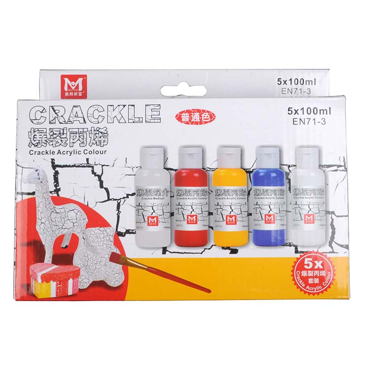 5x100ml Crackle Acrylic Paint Set Regular Color from China manufacturer